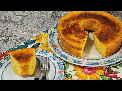 bolo de fubá com laranja sem lactose,sem farinha de trigo úmido e fica muito fofinho 😋