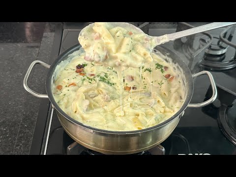 Como fazer macarrão ao creme de batata e bacon,o melhor macarrão que você vai comer na vida