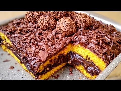 BOLO DE CENOURA FEITO NA BATEDEIRA+BRIGADEIRO CREMOSO