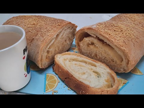 Fiz pão recheado para o café da tarde(pão lanche|)