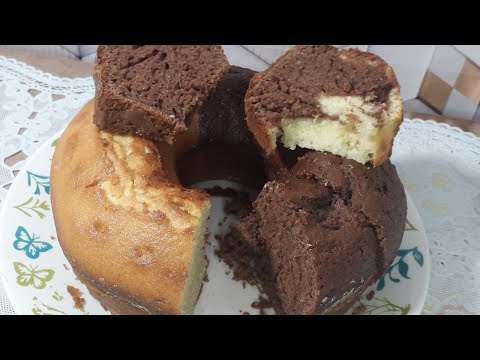 BOLO MESCLADO DE CHOCOLATE E MASSA BRANCA FOFINHA | BOLO DE VÓ | BOLO SIMPLES