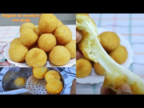 BOLINHA DE QUEIJO COM MASSA DE MANDIOCA: Salgados para Festa que Derretem na Boca! Bolinha de queijo