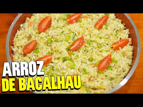 RECEITA DE ARROZ COM BACALHAU | Arroz sem forno simples e rápido