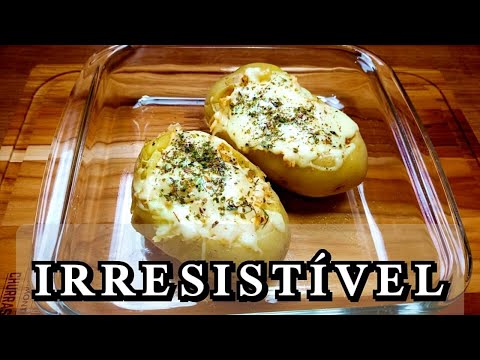 Batata Recheada com Frango e Espinafre - Receita Saudável