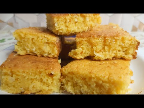 BOLO DE MILHO DE LATINHA FEITO NO LIQUIDIFICADOR COM COCO RALADO | BOLO DE MILHO FOFINHO.