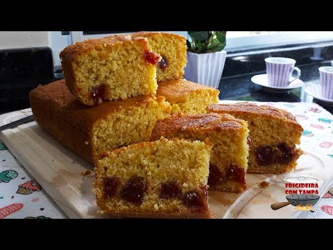 BOLO DE FUBÁ COM GOIABADA FÁCIL E RÁPIDO