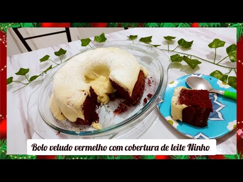 Bolo veludo vermelho com cobertura de leite ninho