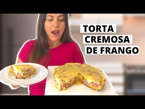 TORTA DE FRIGIDEIRA COM RECHEIO DE FRANGO CREMOSO - lanche rápido