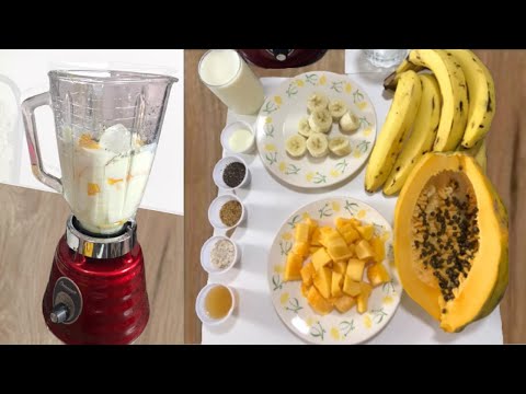 VITAMINA PROTÉICA DE MAMÃO COM BANANA -Receitas da Regina