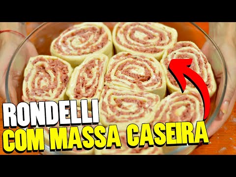 RONDELLI DE CALABRESA E QUEIJO AO MOLHO BRANCO | RONDELLI COM MASSA DE PASTEL CASEIRA