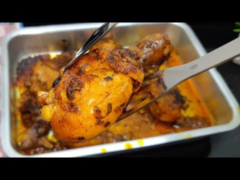 Coxa de frango Assada no forno, douradinha macia e suculenta