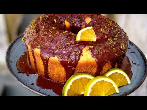 BOLO DE LARANJA FOFINHO SEM TRIGO,SEM LEITE E SEM AÇÚCAR+CALDA DE CHOCOLATE MEIO AMARGO