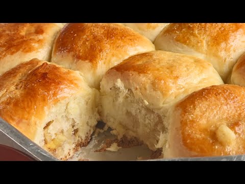 Pão Doce Recheado com Banana, canela e queijo - Receita de pão doce caseiro