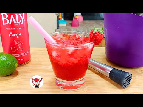 Como Fazer Drink de Morango com Energético sem Álcool Perfeito