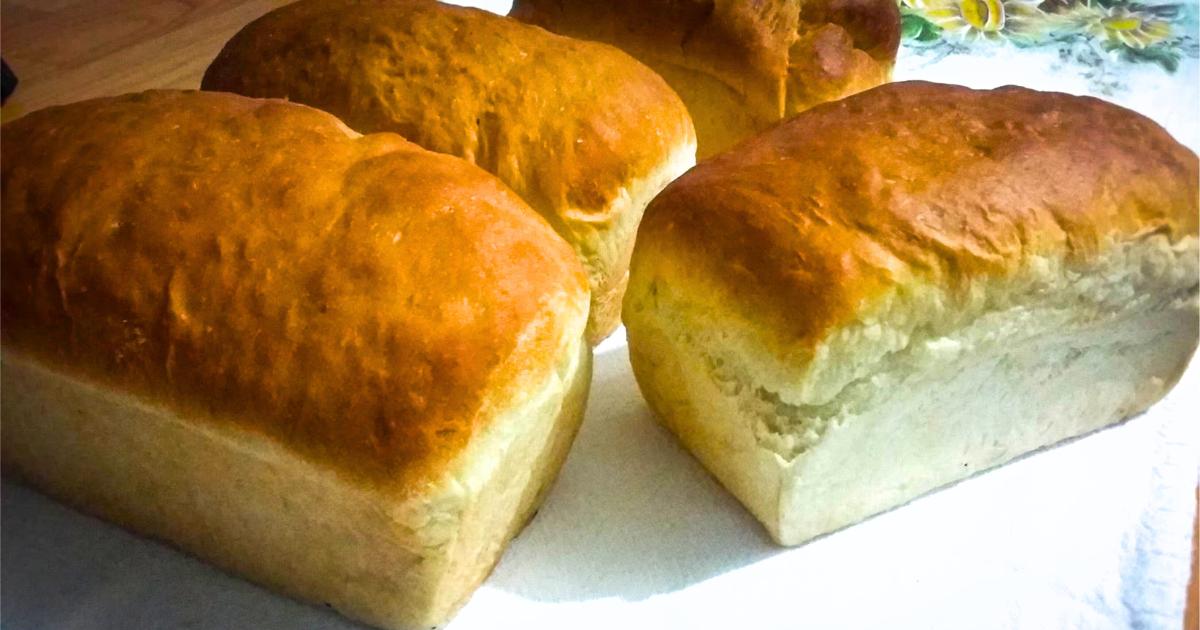 Pão caseiro fofinho recém-assado, dourado e macio.