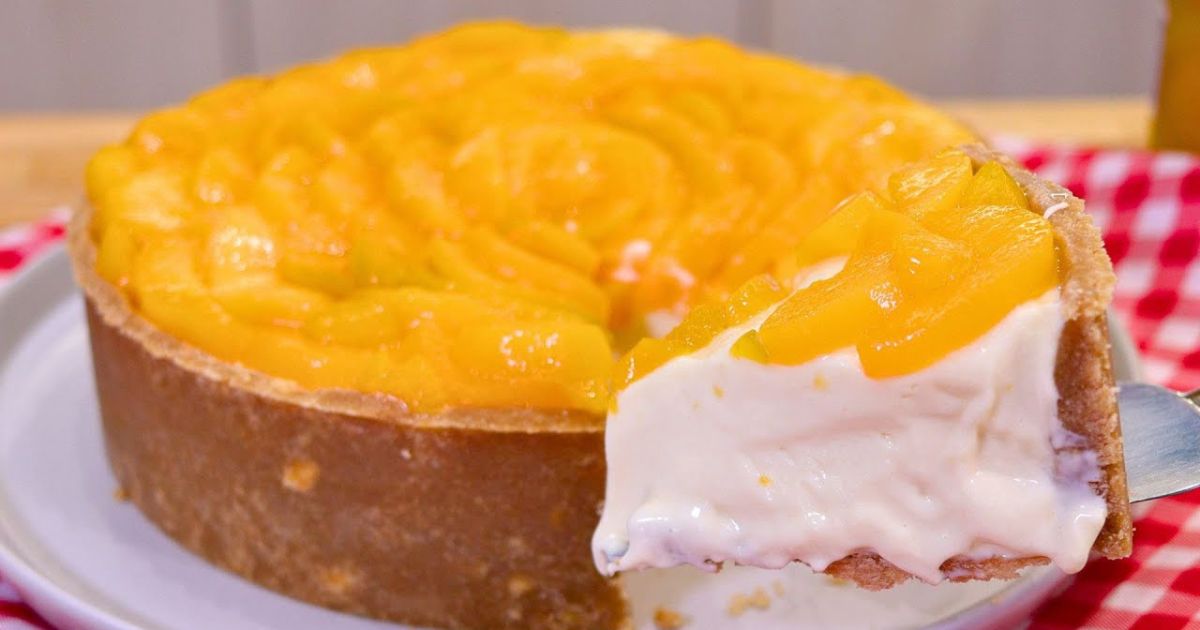 Receita Irresistível! Torta de Pêssego Não Vai ao Fogo e Leva 3 Ingredientes