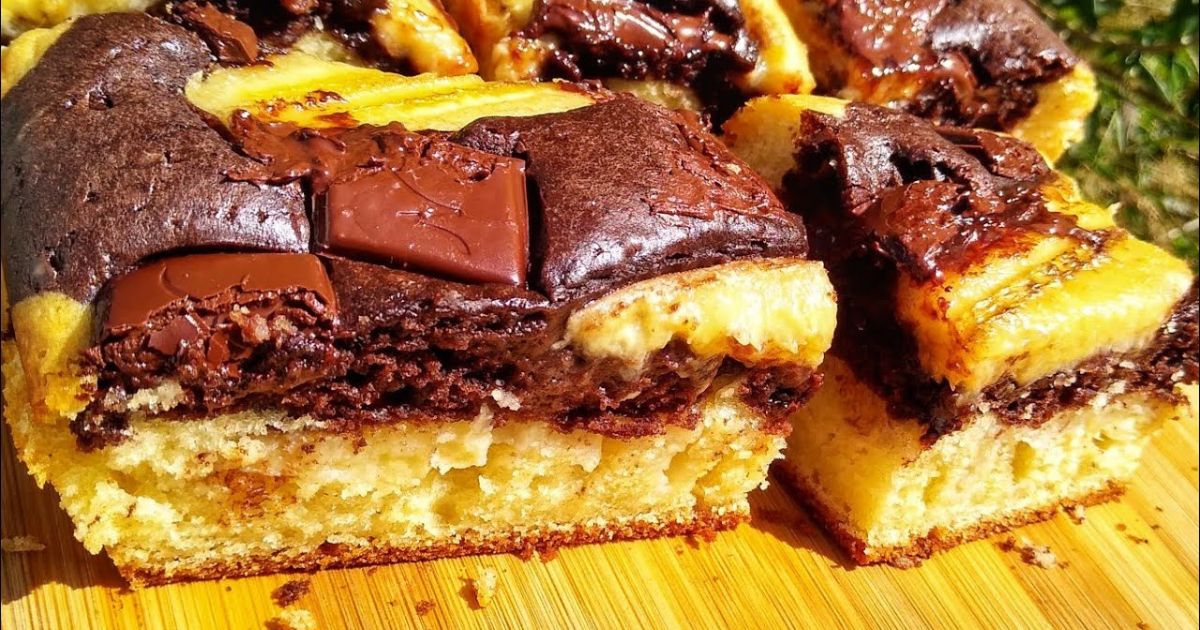 Bolo Mesclado de Banana com Chocolate