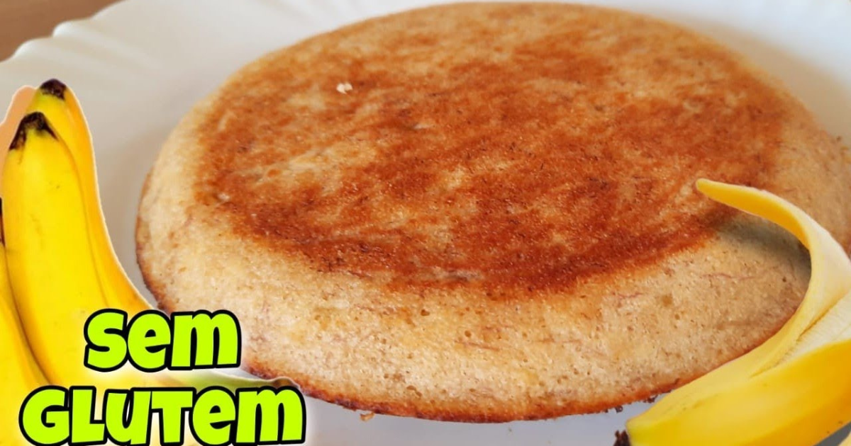 Bolo de Banana na Frigideira Sem Farinha, Ovos, Açúcar ou Leite