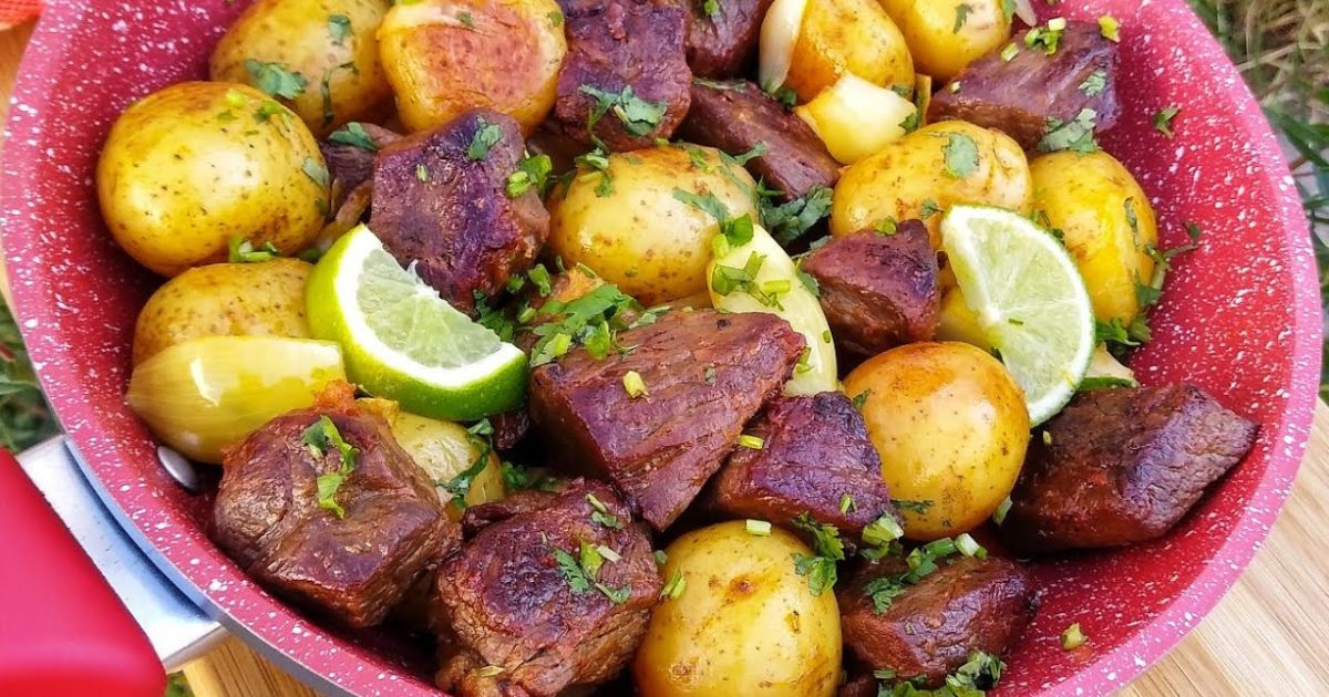 Carne de Sol com Batatas e Arroz com Açafrão