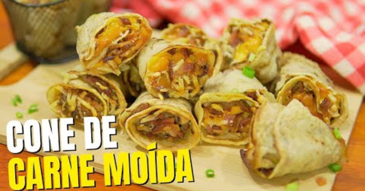 Cone de Carne Moída com Massa de Panqueca que Vai Surpreender Você