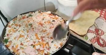 Torta de Frigideira com Sobras de Arroz