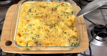 Gratinado de batata com brócolis